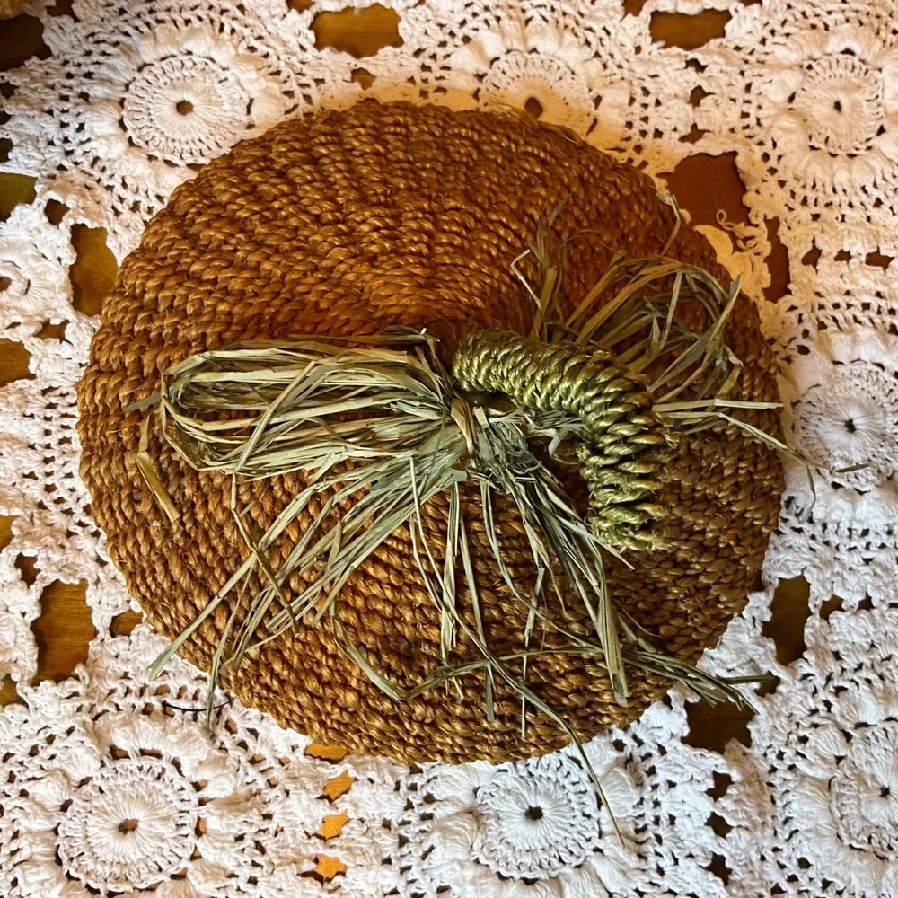 Woven Decorative Pumpkin Basket Lid Fall Autumn Harvest Thanksgiving Apprx 10.5